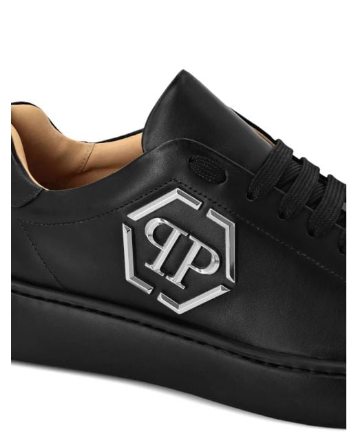 Philipp Plein Black Hexagon Low-Top Sneakers for men