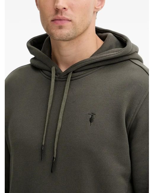 Trussardi Gray Diagonal Drawstring Logo Hoodie for men