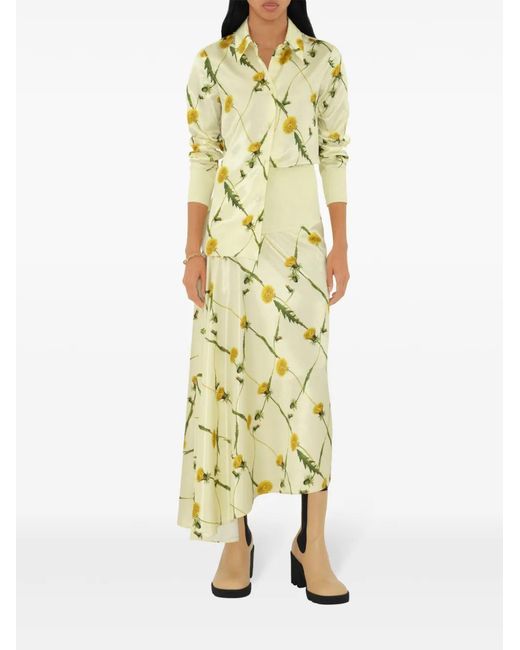 Burberry Yellow Dandelion-Print Asymmetric Skirt