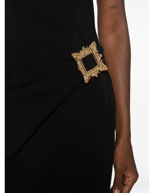 Moschino Black Buckle-Detail Strapless Dress