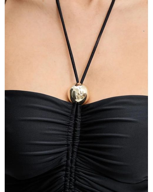 Patrizia Pepe Black Cut-Out Ruched Swimsuit