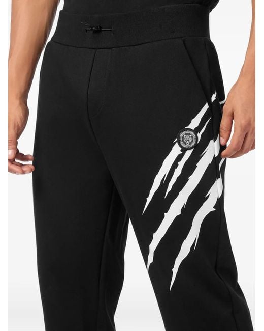 Philipp Plein Black Claw-Print Cotton Sweatpants for men