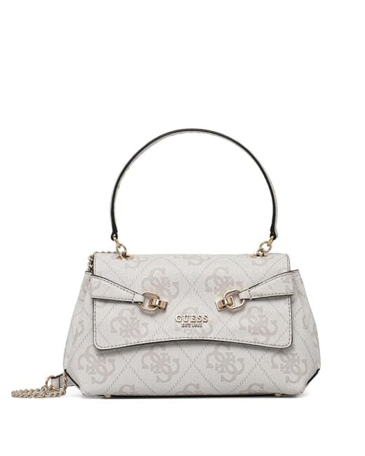 Guess White Logo-Embossed Shoulder Bag