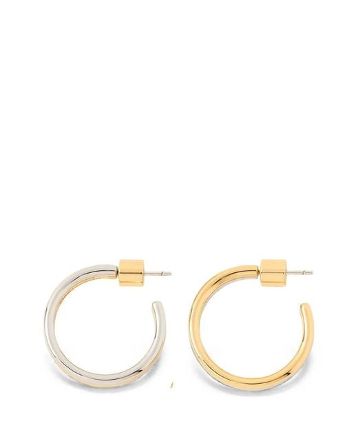 Jennifer Fisher White Two Tone Thread Hoop Earrings