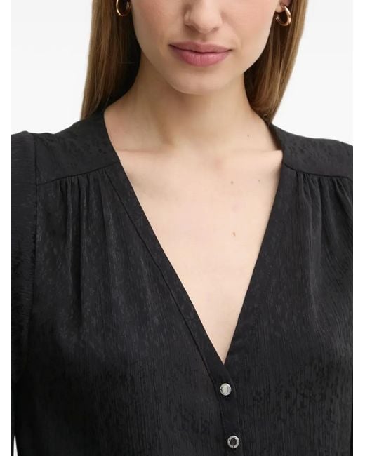 Morgan Black Buttoned V-Neck Shirt