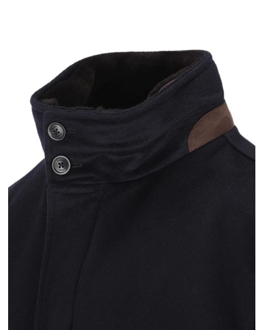 Herno Blue High-Neck Button-Up Jacket for men