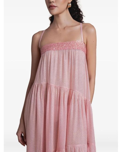 SANA OSMANI Pink Tobago Sequin Midi Dress