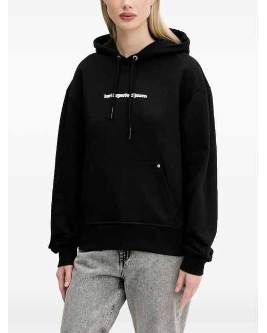 Felpa Con Cappuccio E Logo di Karl Lagerfeld in Black