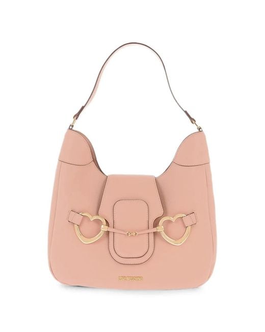 Moschino Pink Heart-Shaped Clasp Shoulder Bag