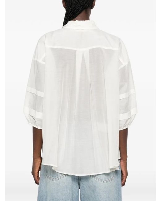 iBlues White Panelled Puff-Sleeve Shirt