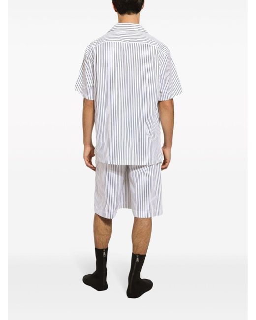 Dolce & Gabbana White Striped Cotton Shirt for men