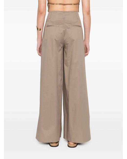 Peserico Brown Wide-leg Cotton Trousers