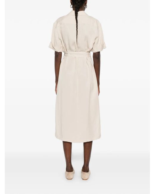 Gant White Button-Fastening Belted Midi Shirt Dress