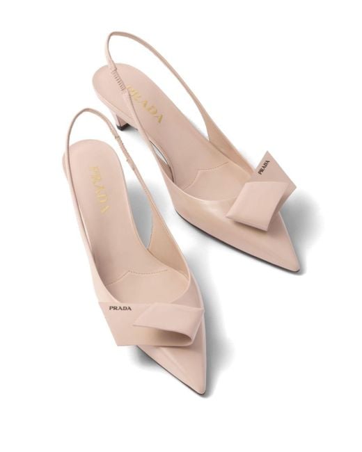 Prada Pink Logo-patch Pointed-toe Pumps