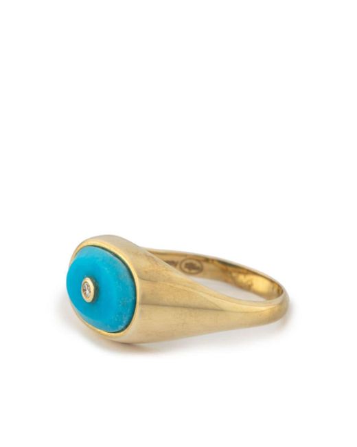 Pascale Monvoisin Blue 9kt Yellow Gold Orso Turquoise And Diamond Signet Ring