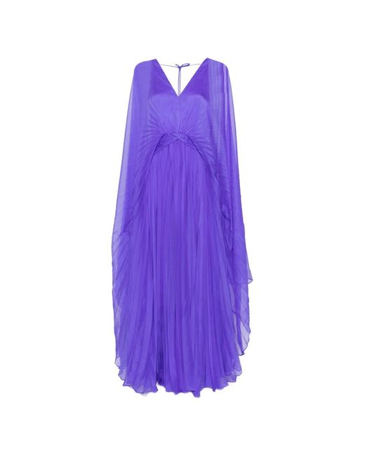 Acler Purple Pleated V-Neck Dress