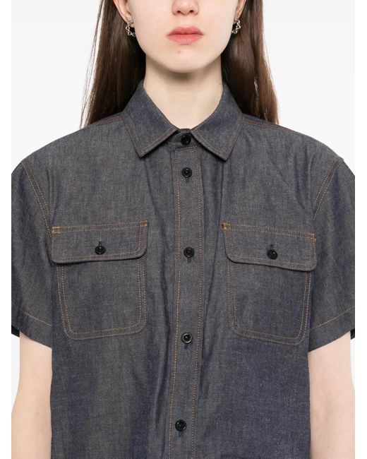 Sacai Gray Denim Midi Dress