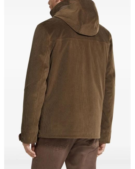 メンズ Zegna Cashco フーデッド コーデュロイジャケット Brown