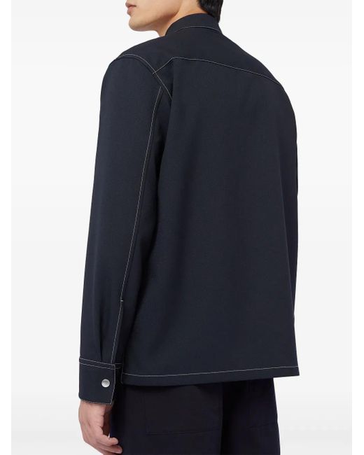 Jil Sander Blue Zip-Up Shirt Jacket for men
