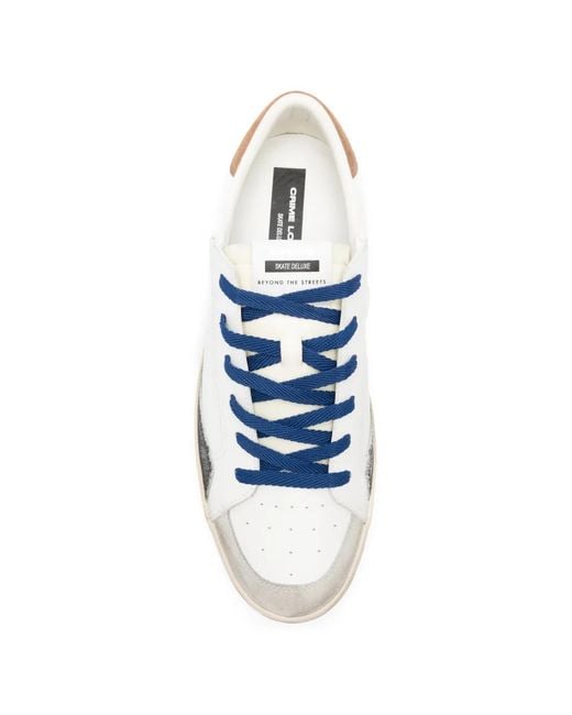 Crime London White Sk8 Deluxe Sugar Skate Deluxe Sneakers for men
