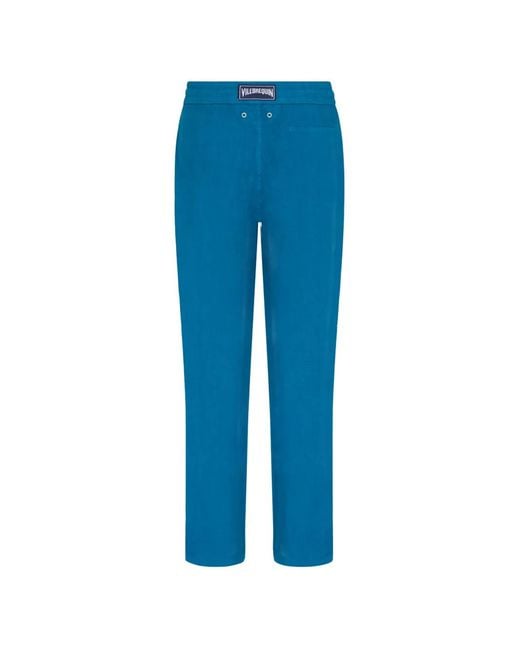 Vilebrequin Blue Drawstring Linen Trousers for men