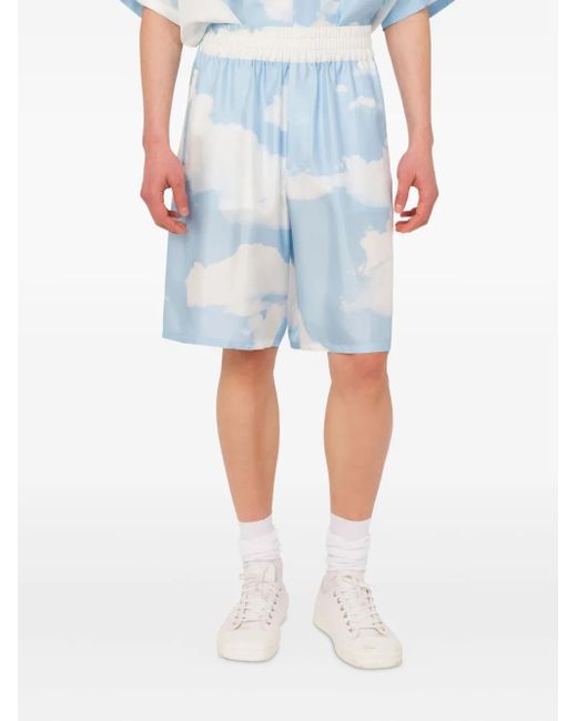 Moschino Blue Cloud-Print Shorts for men