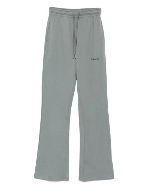 flâneur Gray Logo-Print Drawstring Trousers for men