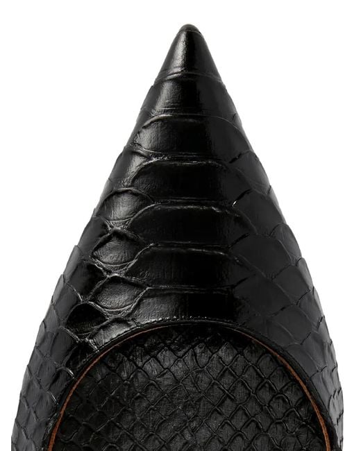 Paris Texas Black Vera Snakeskin Point-Toe Pumps