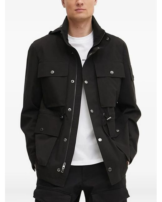 Michael Kors Black Drawstring-Waistband Hooded Jacket for men