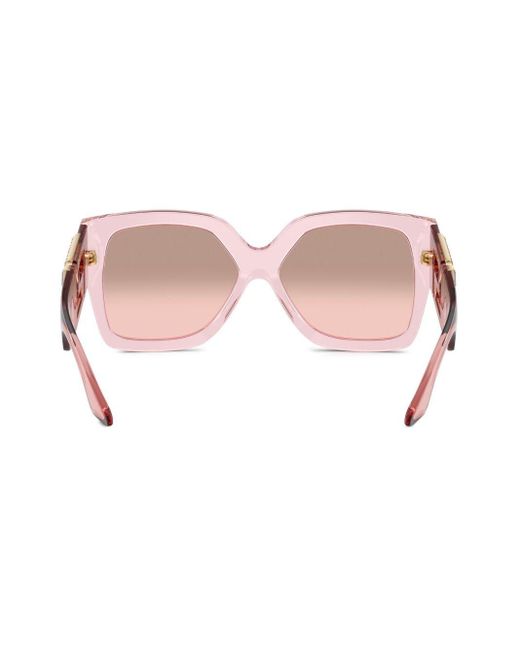 Versace Pink Greca-plaque Oversized-frame Sunglasses