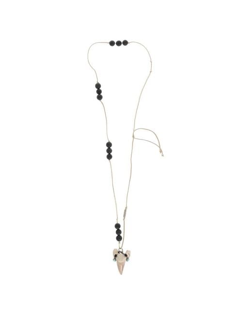 DSquared² White Shark-Tooth Leather Necklace for men