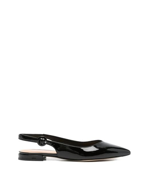 Julie Dee Black Buckle Strap Ballet Flats
