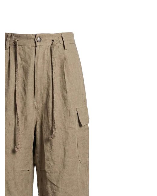 Ziggy Chen Natural Drawstring Cargo Pants for men