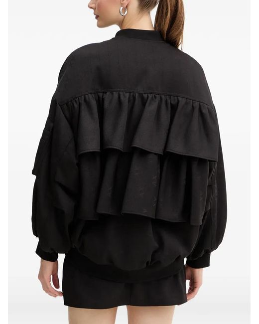 ARMANI EXCHANGE Black Ruffled Bomber Jacket