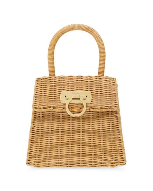 Ferragamo Metallic Iconic Top Handle Bag S