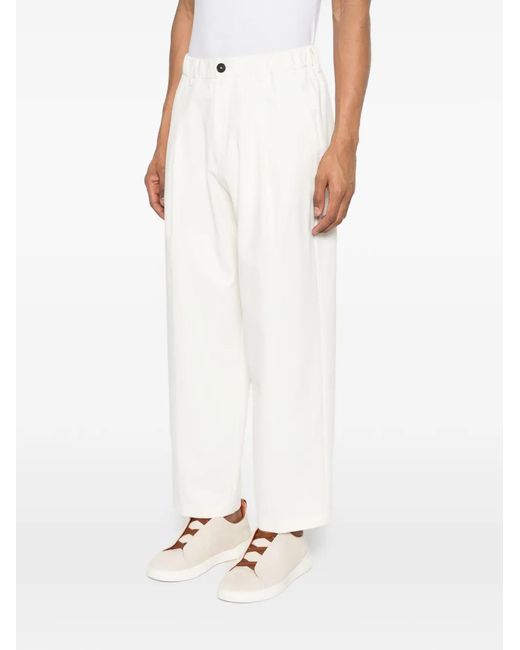 Herno White Pleated Trousers for men