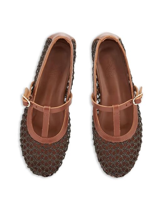 Ancient Greek Sandals Brown Aerati Buckled Ballet Flats