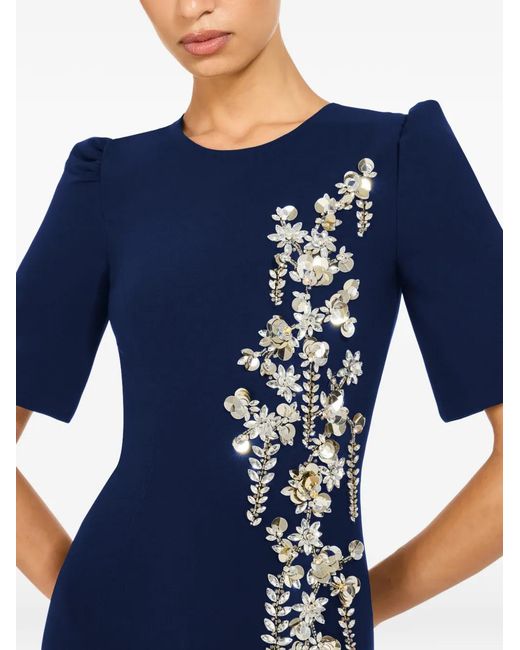 Jenny Packham Blue Roma Embellished Midi Dress