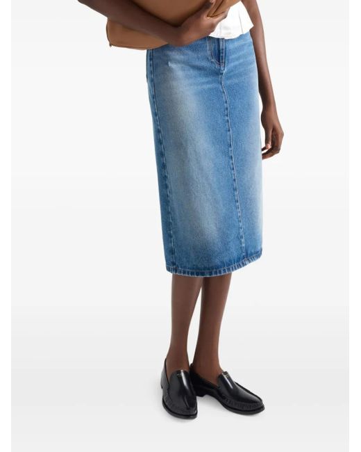 Prada Denim Midi Skirt Blue