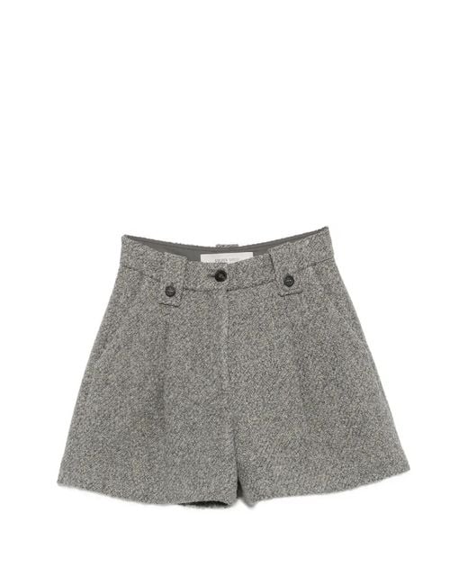 Golden Goose Deluxe Brand Gray Short Plissé Effet Tweed