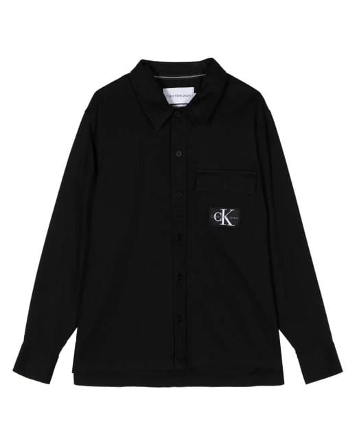 Calvin Klein Black Utility Logo-Print Buttoned Shirt for men