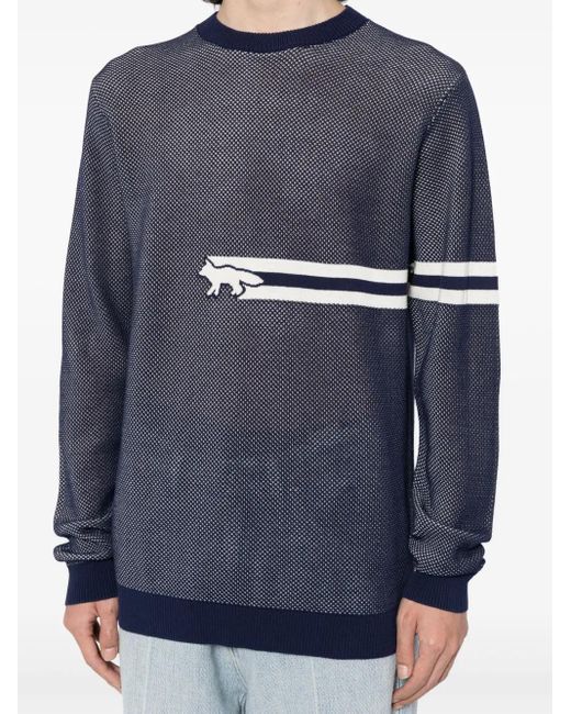 Maison Kitsuné Blue Flash Fox Mesh Jumper for men