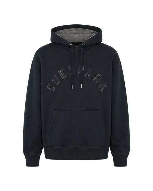 Eden Park Blue Logo-Patch Drawstring Hoodie for men