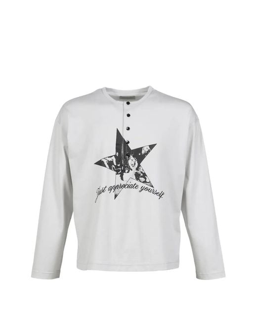 CEDARWOOD Gray Graphic-Print Long-Sleeve T-Shirt for men