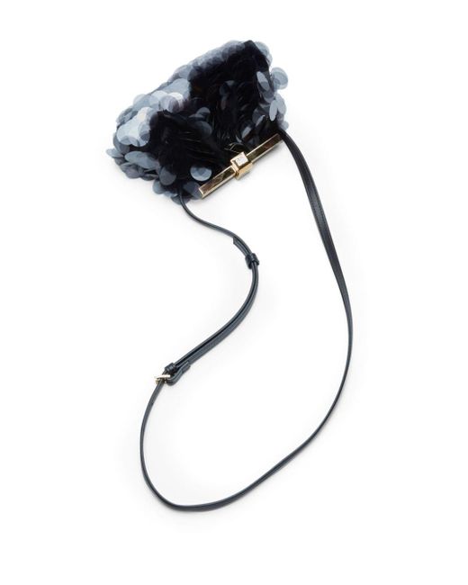 N°21 Black Puffy Jeanne Satin Sequinned Mini Bag