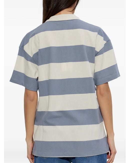 Munthe Blue Striped Embroidered Polo Top