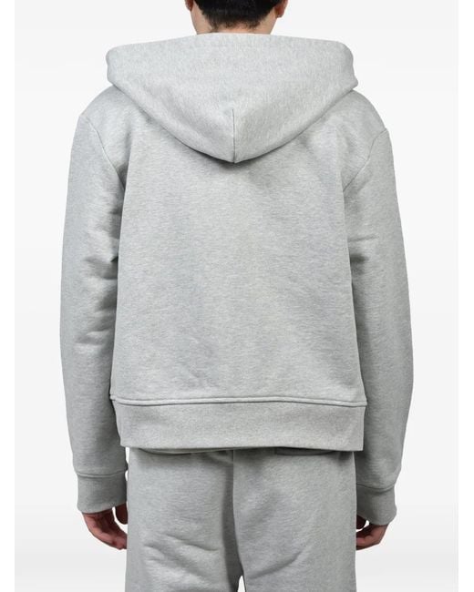 CEDARWOOD Gray Logo-Embroidered Zip-Up Hoodie for men