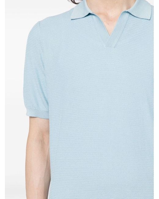 メンズ Tagliatore Paco スプレッドカラー ポロシャツ Blue