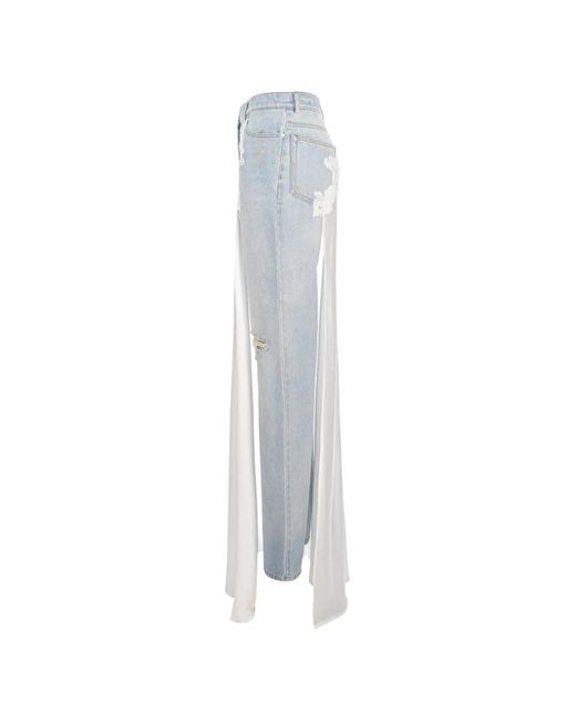 SEEN USERS White Lace-Trim Panelled Jeans