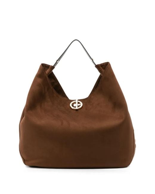 Liu Jo Brown Logo-Plaque Studded Tote Bag